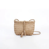 Handwoven Italian Cowhide Leather Crossbody Bag for Women | Artisan Woven Shoulder Bag with Tassel & Drawstring Pouch | 8 Colours | Casual Daily & Weekend Ba