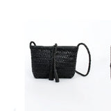 Handwoven Italian Cowhide Leather Crossbody Bag for Women | Artisan Woven Shoulder Bag with Tassel & Drawstring Pouch | 8 Colours | Casual Daily & Weekend Ba