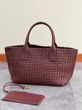 Handwoven Italian Lambskin Tote Bag, Luxury Intrecciato Leather Shoulder Bag with Matching Pouch, Three Sizes