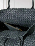 Handwoven Italian Lambskin Tote Bag, Luxury Intrecciato Leather Shoulder Bag with Matching Pouch, Three Sizes