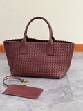 Handwoven Italian Lambskin Tote Bag, Luxury Intrecciato Leather Shoulder Bag with Matching Pouch, Three Sizes