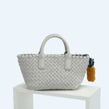 Handwoven Italian Lambskin Tote Bag, Luxury Intrecciato Leather Shoulder Bag with Matching Pouch, Three Sizes