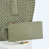 Handwoven Italian Lambskin Tote Bag, Luxury Intrecciato Leather Shoulder Bag with Matching Pouch, Three Sizes
