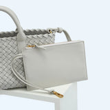 Handwoven Italian Lambskin Tote Bag, Luxury Intrecciato Leather Shoulder Bag with Matching Pouch, Three Sizes
