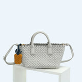 Handwoven Italian Lambskin Tote Bag, Luxury Intrecciato Leather Shoulder Bag with Matching Pouch, Three Sizes