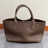 Handwoven Italian Lambskin Tote Bag, Luxury Intrecciato Leather Shoulder Bag with Matching Pouch, Three Sizes