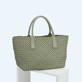 Handwoven Italian Lambskin Tote Bag, Luxury Intrecciato Leather Shoulder Bag with Matching Pouch, Three Sizes