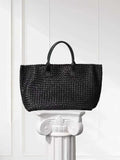 Handwoven Italian Lambskin Tote Bag, Luxury Intrecciato Leather Shoulder Bag with Matching Pouch, Three Sizes
