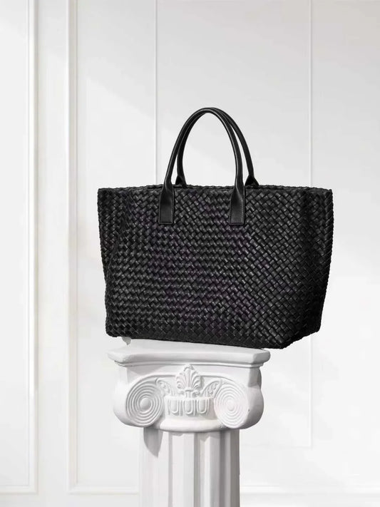 Handwoven Italian Lambskin Tote Bag, Luxury Intrecciato Leather Shoulder Bag with Matching Pouch, Three Sizes