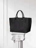 Handwoven Italian Lambskin Tote Bag, Luxury Intrecciato Leather Shoulder Bag with Matching Pouch, Three Sizes