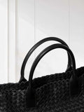 Handwoven Italian Lambskin Tote Bag, Luxury Intrecciato Leather Shoulder Bag with Matching Pouch, Three Sizes