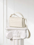 Handwoven Lambskin Leather Mini Bag – Diagonal Basketweave Crossbody | Top Handle Woven Leather Shoulder Bag