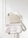 Handwoven Lambskin Leather Mini Bag – Diagonal Basketweave Crossbody | Top Handle Woven Leather Shoulder Bag