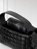 Handwoven Lambskin Leather Mini Bag – Diagonal Basketweave Crossbody | Top Handle Woven Leather Shoulder Bag