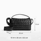 Handwoven Lambskin Leather Mini Bag – Diagonal Basketweave Crossbody | Top Handle Woven Leather Shoulder Bag