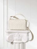Handwoven Lambskin Leather Mini Bag – Diagonal Basketweave Crossbody | Top Handle Woven Leather Shoulder Bag