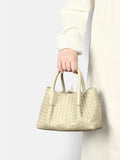 Handwoven Lambskin Leather Shoulder Bag for Women | Luxury Designer Handbag with Top Handles & Crossbody Strap
