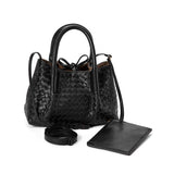 Handwoven Lambskin Leather Shoulder Bag for Women | Luxury Designer Handbag with Top Handles & Crossbody Strap