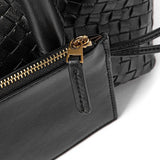 Handwoven Lambskin Leather Shoulder Bag for Women | Luxury Designer Handbag with Top Handles & Crossbody Strap