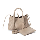 Handwoven Lambskin Leather Shoulder Bag for Women | Luxury Designer Handbag with Top Handles & Crossbody Strap