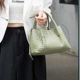 Handwoven Lambskin Leather Shoulder Bag for Women | Luxury Designer Handbag with Top Handles & Crossbody Strap