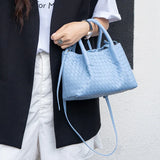 Handwoven Lambskin Leather Shoulder Bag for Women | Luxury Designer Handbag with Top Handles & Crossbody Strap