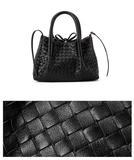 Handwoven Lambskin Leather Shoulder Bag for Women | Luxury Designer Handbag with Top Handles & Crossbody Strap
