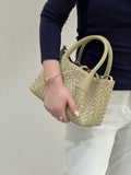 Handwoven Lambskin Leather Shoulder Bag for Women | Luxury Designer Handbag with Top Handles & Crossbody Strap