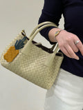 Handwoven Lambskin Leather Shoulder Bag for Women | Luxury Designer Handbag with Top Handles & Crossbody Strap