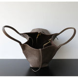 Handwoven Lambskin Leather Brown Tote Bag | Woven Soft Leather Handbag for Women | Luxury Designer Handbag with Top Handles & Crossbody Strap