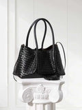 Handwoven Lambskin Leather Brown Tote Bag | Woven Soft Leather Handbag for Women | Luxury Designer Handbag with Top Handles & Crossbody Strap