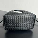 Handwoven Lambskin Leather Shoulder Bag for Women | Luxury Designer Handbag with Top Handles & Crossbody Strap