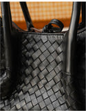 Handwoven Lambskin Leather Brown Tote Bag | Woven Soft Leather Handbag for Women | Luxury Designer Handbag with Top Handles & Crossbody Strap