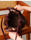 Handwoven Lambskin Leather Brown Tote Bag | Woven Soft Leather Handbag for Women | Luxury Designer Handbag with Top Handles & Crossbody Strap