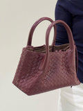 Handwoven Lambskin Leather Shoulder Bag for Women | Luxury Designer Handbag with Top Handles & Crossbody Strap