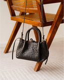 Handwoven Lambskin Leather Brown Tote Bag | Woven Soft Leather Handbag for Women | Luxury Designer Handbag with Top Handles & Crossbody Strap