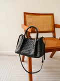 Handwoven Lambskin Leather Brown Tote Bag | Woven Soft Leather Handbag for Women | Luxury Designer Handbag with Top Handles & Crossbody Strap