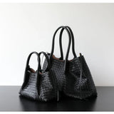 Handwoven Lambskin Leather Brown Tote Bag | Woven Soft Leather Handbag for Women | Luxury Designer Handbag with Top Handles & Crossbody Strap