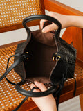 Handwoven Lambskin Leather Brown Tote Bag | Woven Soft Leather Handbag for Women | Luxury Designer Handbag with Top Handles & Crossbody Strap