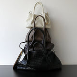 Handwoven Lambskin Leather Shoulder Bag for Women | Luxury Designer Handbag with Top Handles & Crossbody Strap