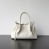 Handwoven Lambskin Leather Brown Tote Bag | Woven Soft Leather Handbag for Women | Luxury Designer Handbag with Top Handles & Crossbody Strap