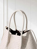 Handwoven Lambskin Leather Brown Tote Bag | Woven Soft Leather Handbag for Women | Luxury Designer Handbag with Top Handles & Crossbody Strap