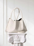 Handwoven Lambskin Leather Brown Tote Bag | Woven Soft Leather Handbag for Women | Luxury Designer Handbag with Top Handles & Crossbody Strap