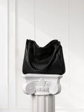 Handwoven Lambskin Leather Tote Bag for Women, Luxury Slouchy Large Shoulder Hobo Woven Tote