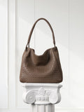 Handwoven Lambskin Leather Tote Bag for Women, Luxury Slouchy Large Shoulder Hobo Woven Tote