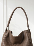 Handwoven Lambskin Leather Tote Bag for Women, Luxury Slouchy Large Shoulder Hobo Woven Tote