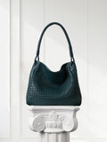 Handwoven Lambskin Leather Tote Bag for Women, Luxury Slouchy Large Shoulder Hobo Woven Tote