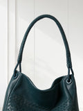 Handwoven Lambskin Leather Tote Bag for Women, Luxury Slouchy Large Shoulder Hobo Woven Tote