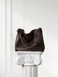 Handwoven Lambskin Leather Tote Bag for Women, Luxury Slouchy Large Shoulder Hobo Woven Tote