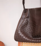 Handwoven Lambskin Leather Tote Bag for Women, Luxury Slouchy Large Shoulder Hobo Woven Tote